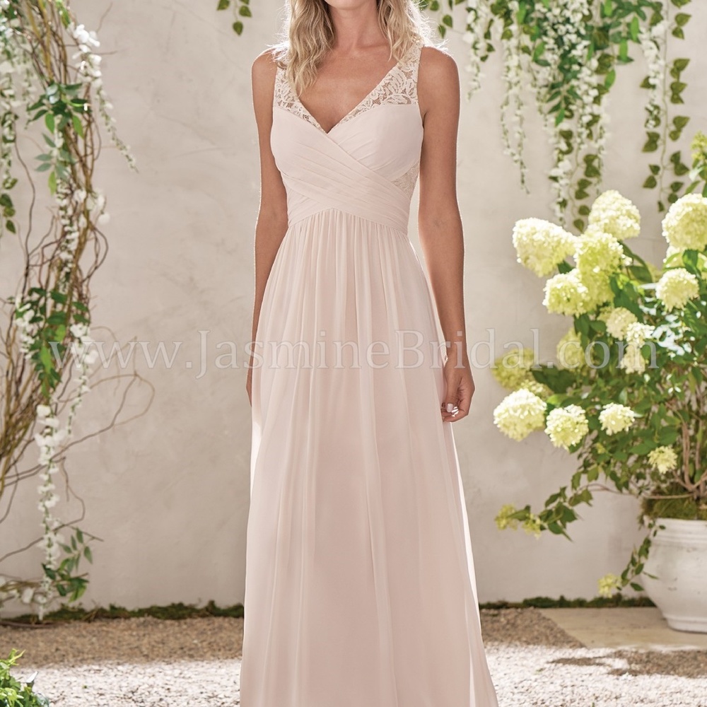 Tanzanite Floor length, chiffon & lace dress